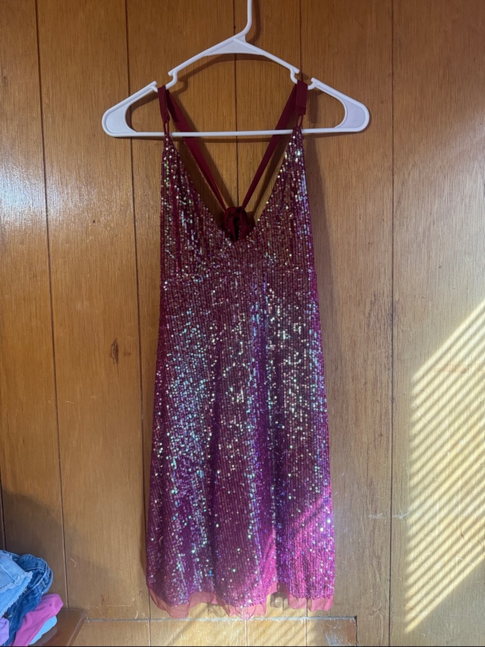 Free People Sequin Mini Dress in Fuchsia